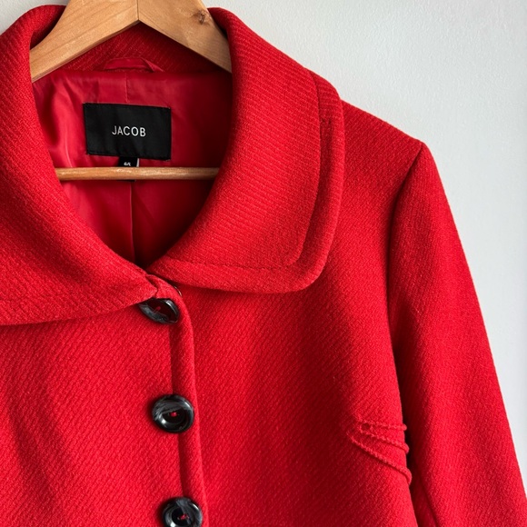 Jacob Women's Bold Scarlet Pea Coat - Picture 3 of 13